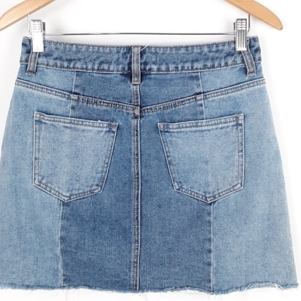 Cute Blue Denim Skirt with two tones of blue Denim - Picture 2 of 5